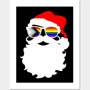 Santa Claus LGBTQ Progress Pride Flag Sunglasses Posters and Art